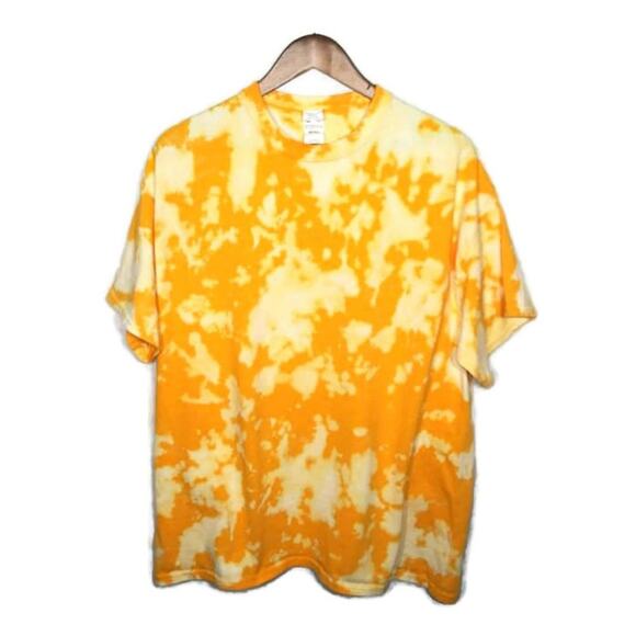 Upcycled Custom Bleached Tie Dye Yellow T-shirt Sz XL * - Picture 1 of 3